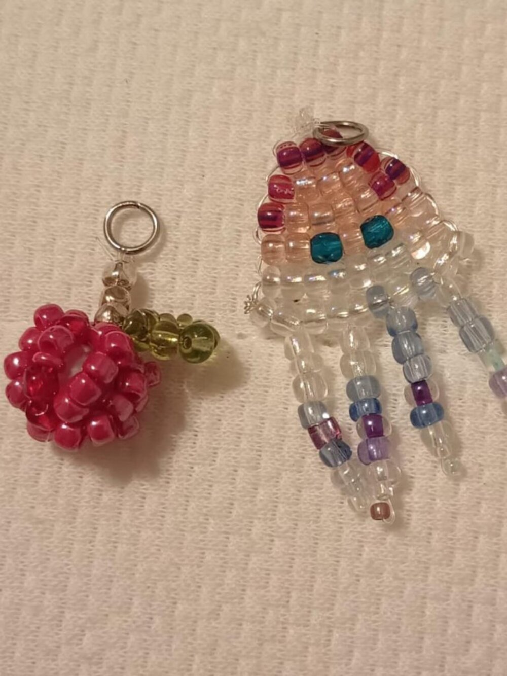 Handmade Beaded Keychain Charm Pendants Apple Jellyfish Kawaii Adorable Y2K